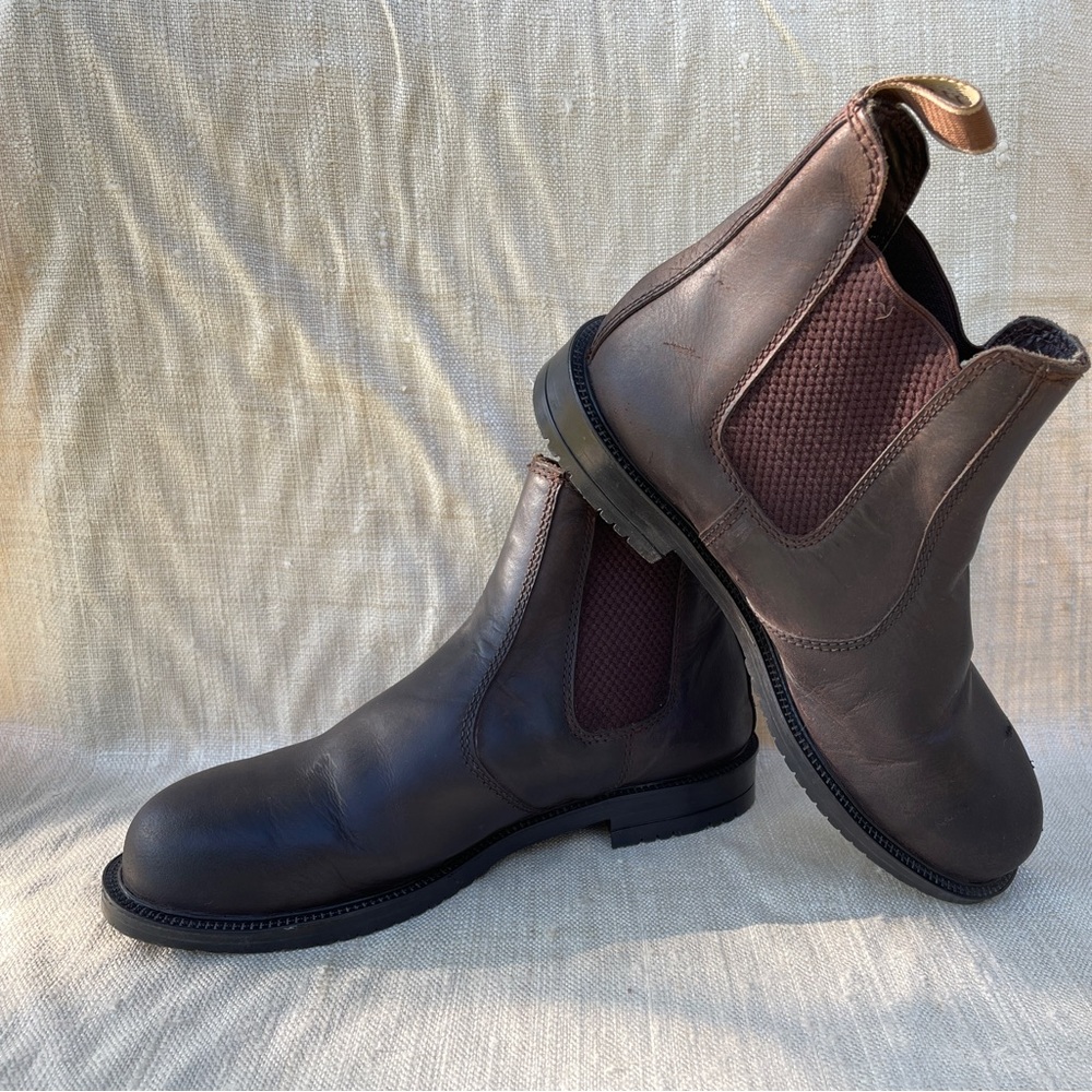 D.O. Steel toed leather paddock Chelsea boots Sz 9